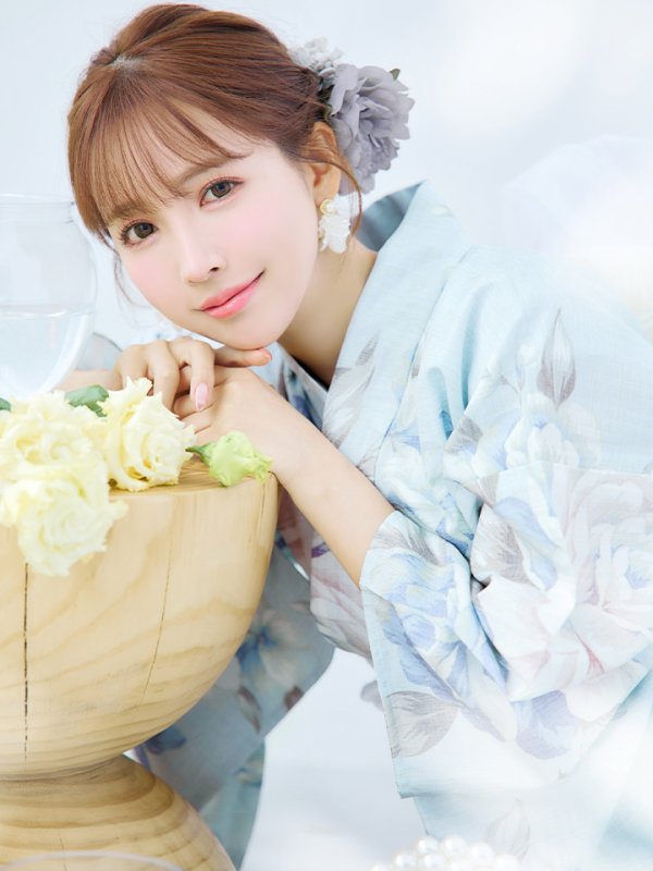 画像10: 【即日発送】クラシカルローズブルー浴衣【浴衣３点セット 浴衣/帯/下駄】[YMT] (10)