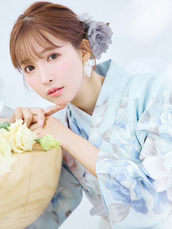 画像11: 【即日発送】クラシカルローズブルー浴衣【浴衣３点セット 浴衣/帯/下駄】[YMT] (11)