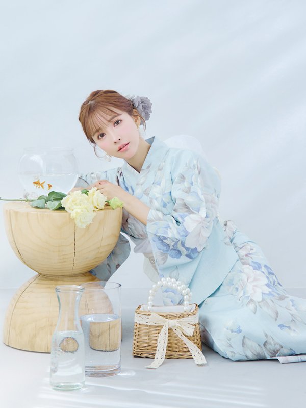 画像16: 【即日発送】クラシカルローズブルー浴衣【浴衣３点セット 浴衣/帯/下駄】[YMT] (16)