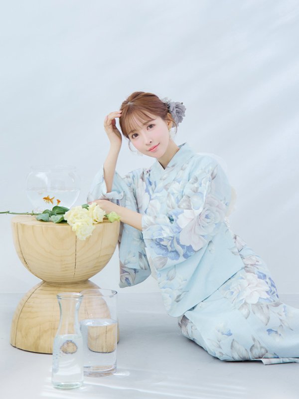 画像17: 【即日発送】クラシカルローズブルー浴衣【浴衣３点セット 浴衣/帯/下駄】[YMT] (17)