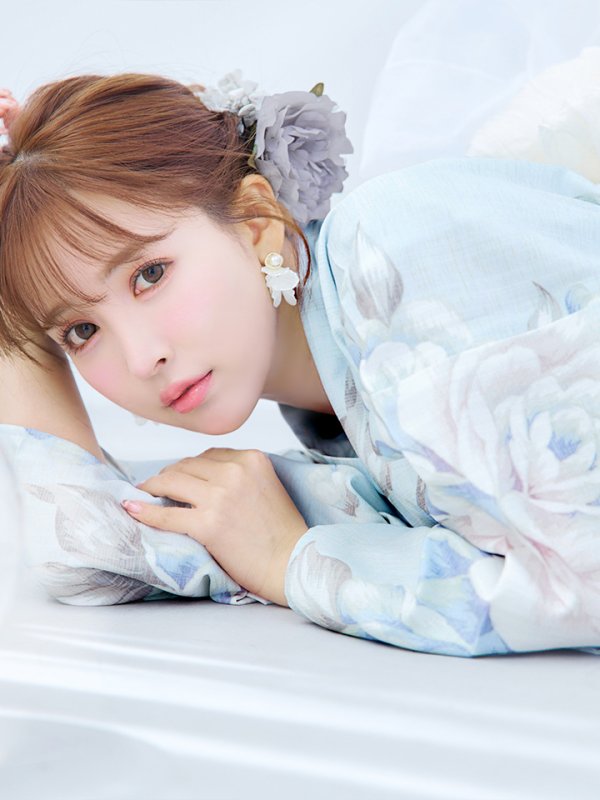 画像8: 【即日発送】クラシカルローズブルー浴衣【浴衣３点セット 浴衣/帯/下駄】[YMT] (8)