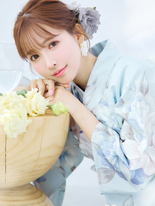 画像9: 【即日発送】クラシカルローズブルー浴衣【浴衣３点セット 浴衣/帯/下駄】[YMT] (9)