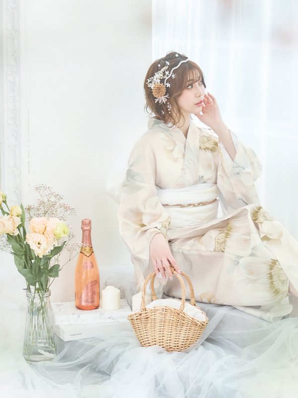 画像15: 【即日発送】クリームイエローピオニー浴衣【浴衣３点セット 浴衣/帯/下駄】[YMT] (15)