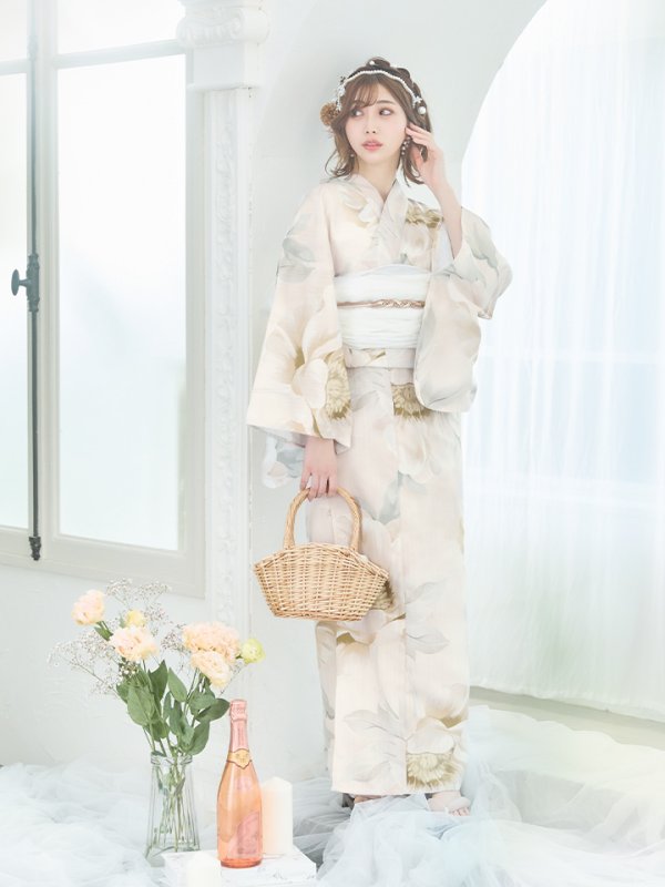 画像16: 【即日発送】クリームイエローピオニー浴衣【浴衣３点セット 浴衣/帯/下駄】[YMT] (16)