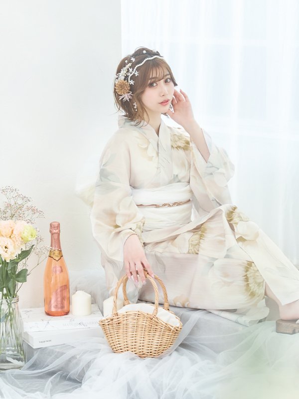 画像17: 【即日発送】クリームイエローピオニー浴衣【浴衣３点セット 浴衣/帯/下駄】[YMT] (17)