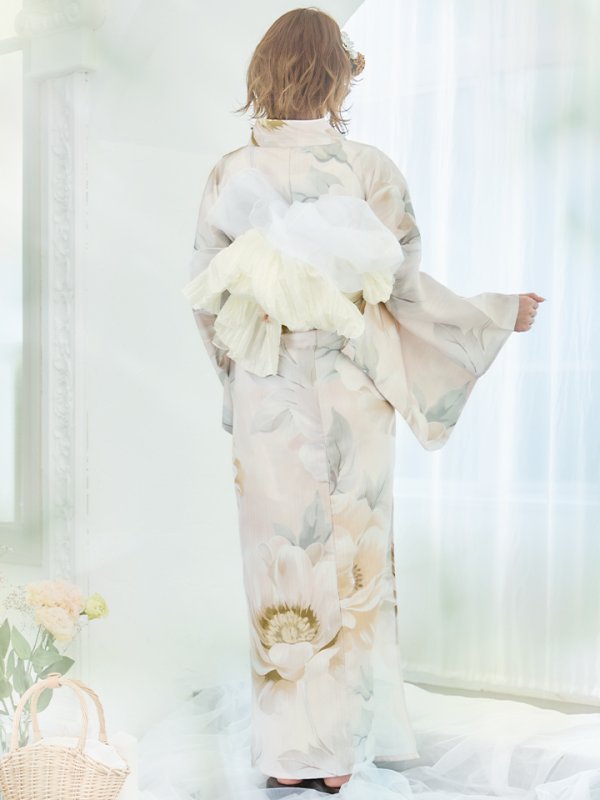 画像18: 【即日発送】クリームイエローピオニー浴衣【浴衣３点セット 浴衣/帯/下駄】[YMT] (18)