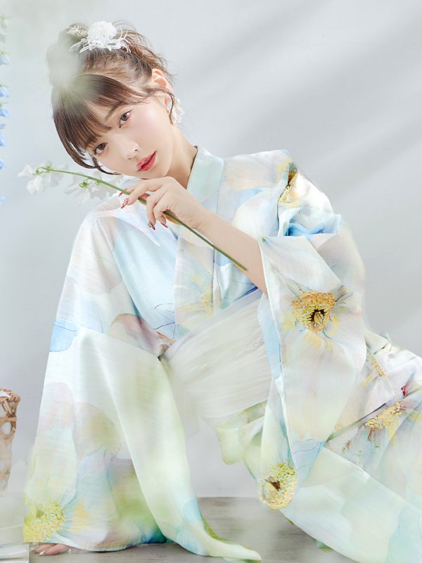 画像2: 【即日発送】アイシーフラワー牡丹浴衣【浴衣３点セット 浴衣/帯/下駄】[YMT] (2)