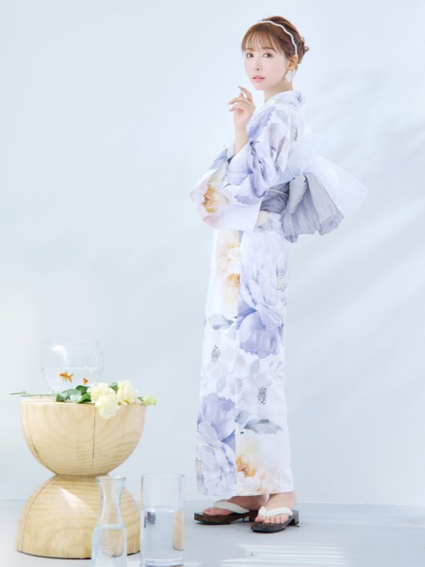 画像2: 【即日発送】シャーベットフラワー牡丹浴衣【浴衣３点セット 浴衣/帯/下駄】[YMT] (2)