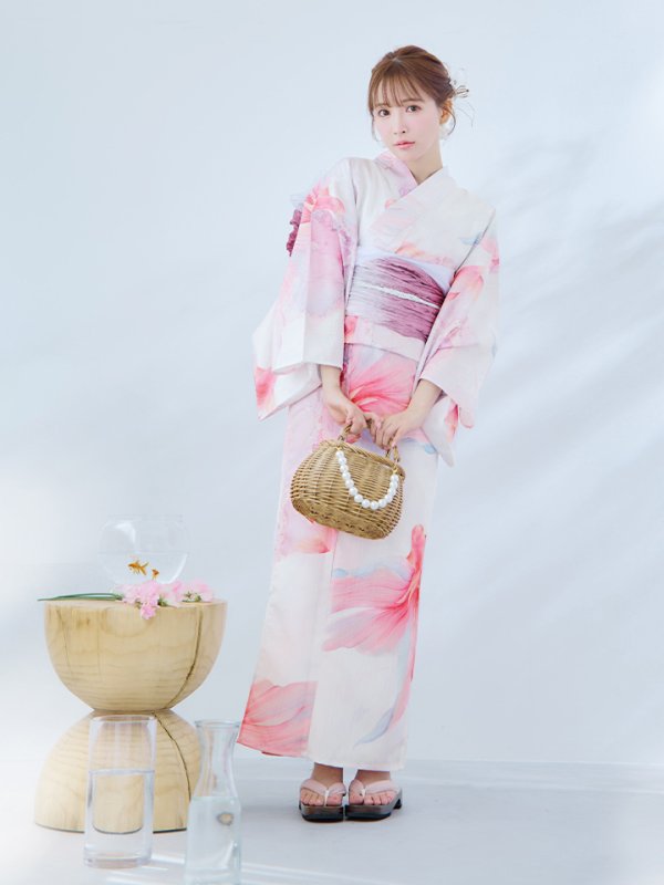 画像9: 【即日発送】ニュアンスピンク金魚浴衣【浴衣３点セット 浴衣/帯/下駄】[YMT] (9)