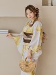 画像13: 【即日発送！】グレージュ×イエローフラワー浴衣 OBI-hira-100-ok-2-BRxBE / HIMO-900-yn-7-MOC / HEKO-800-sb-3-BR / YA-597-kj-BR / GETA-01-kj-6-MUS/  [YMT] (13)
