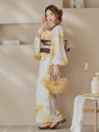 画像3: 【即日発送！】グレージュ×イエローフラワー浴衣 OBI-hira-100-ok-2-BRxBE / HIMO-900-yn-7-MOC / HEKO-800-sb-3-BR / YA-597-kj-BR / GETA-01-kj-6-MUS/  [YMT] (3)