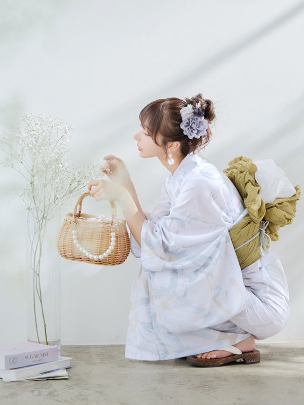 画像10: 【即日発送】ニュアンスフラワーベージュ浴衣【浴衣３点セット 浴衣/帯/下駄】[YMT] (10)