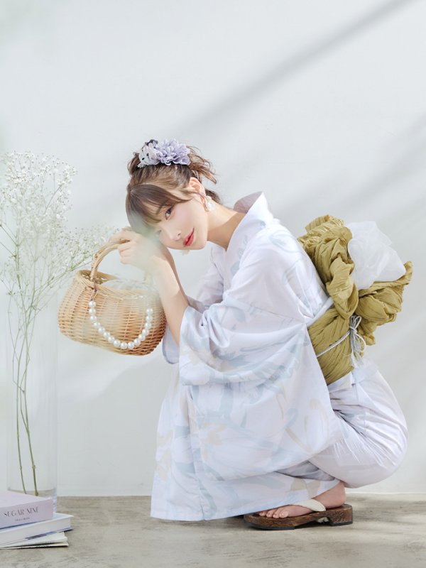 画像11: 【即日発送】ニュアンスフラワーベージュ浴衣【浴衣３点セット 浴衣/帯/下駄】[YMT] (11)