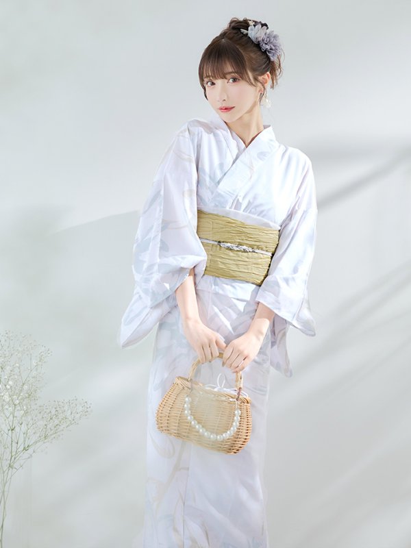 画像13: 【即日発送】ニュアンスフラワーベージュ浴衣【浴衣３点セット 浴衣/帯/下駄】[YMT] (13)