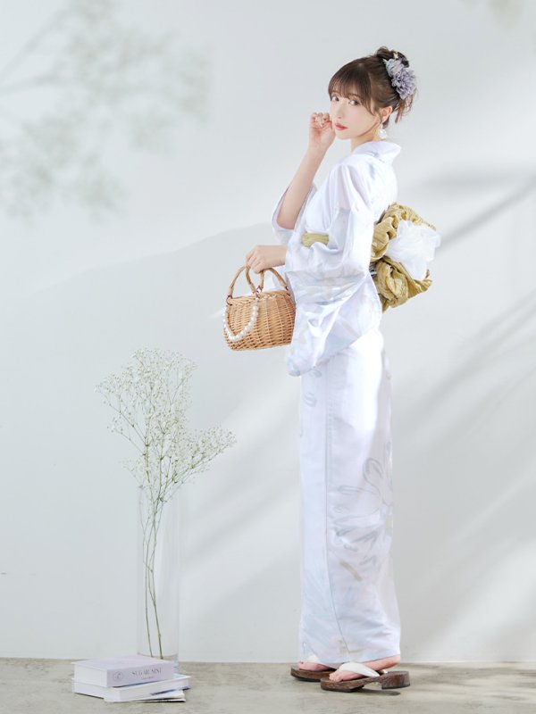 画像14: 【即日発送】ニュアンスフラワーベージュ浴衣【浴衣３点セット 浴衣/帯/下駄】[YMT] (14)