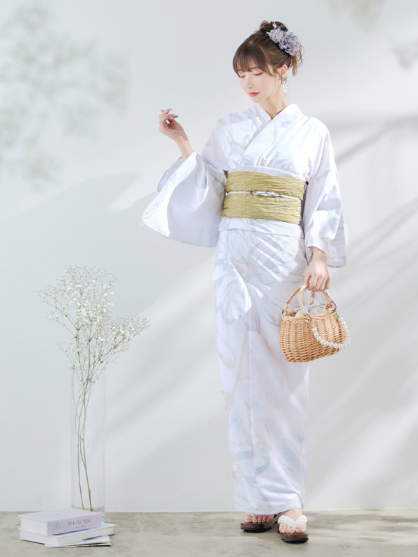 画像16: 【即日発送】ニュアンスフラワーベージュ浴衣【浴衣３点セット 浴衣/帯/下駄】[YMT] (16)