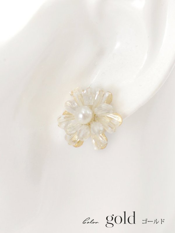 画像2: 【アクセサリー：ピアス】クリアフラワーピアス【Fサイズ/1カラー】[YMT] (2)