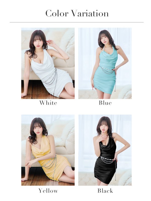 画像27: XSサイズあり【PURESS/ピュアレス】 アシンメトリー/ ドレープショルダー/ ビジュー/ ベルトチェーン/ タイト/ ミニドレス/ キャバドレス[OF5] (27)