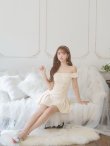 画像3: XSサイズあり【PURESS/ピュアレス】アシンメトリー/ オフショルダー/ ボタン/ フリル/ フレア/ ミニドレス/ キャバドレス[OF5] (3)