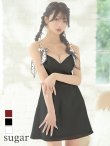 画像3: XSサイズあり【PURESS/ピュアレス】 ショルダーチェーン/ スカーフ/ フレア/ シンプル/ ワンカラー/ ミニドレス/ キャバドレス[OF5] (3)