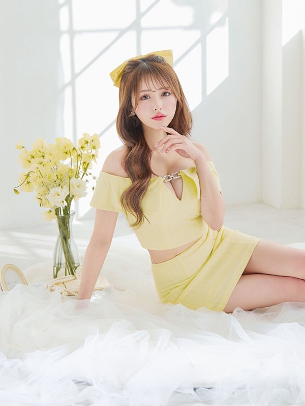 画像12: XSサイズあり【PURESS/ピュアレス】バストビジューチャーム/ オフショルダー/ ベルト/ セパレート/ タイト/ マイクロミニ/ ミニドレス/ キャバドレス[OF5] (12)