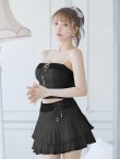 画像14: XSサイズあり【PURESS/ピュアレス】パールショルダー/ レースアップ/ マイクロミニ/ セパレート/ フレア/ ミニドレス/ キャバドレス[OF5] (14)
