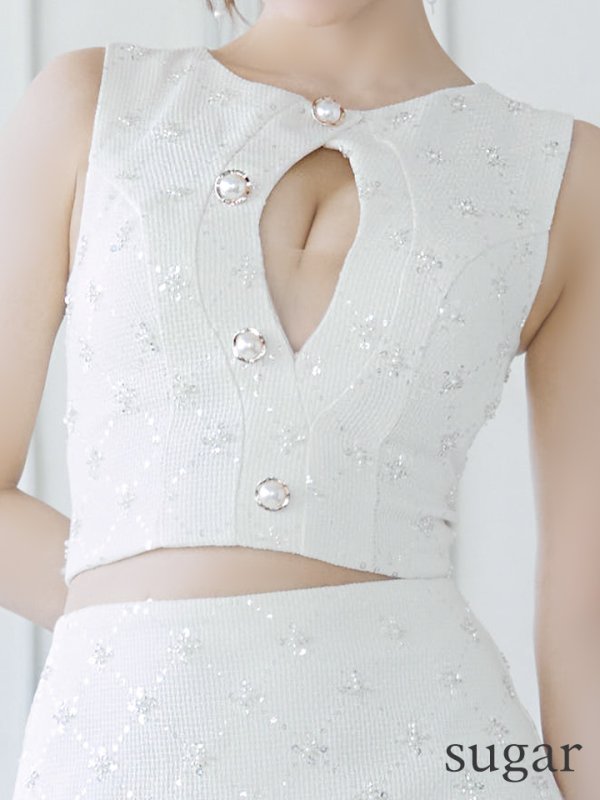 画像15: XSサイズあり【PURESS/ピュアレス】オープンバストデザイン/ セパレード/ ボタン/ ツイード/ フレア/ マイクロミニ/ ミニドレス/ キャバドレス[OF5] (15)