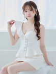 画像3: XSサイズあり【PURESS/ピュアレス】フリルワンショルダー/ ペプラムデザイン/ リボンボタン/ マイクロミニ/ ミニドレス/ キャバドレス[OF5] (3)