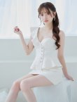 画像7: XSサイズあり【PURESS/ピュアレス】フリルワンショルダー/ ペプラムデザイン/ リボンボタン/ マイクロミニ/ ミニドレス/ キャバドレス[OF5] (7)