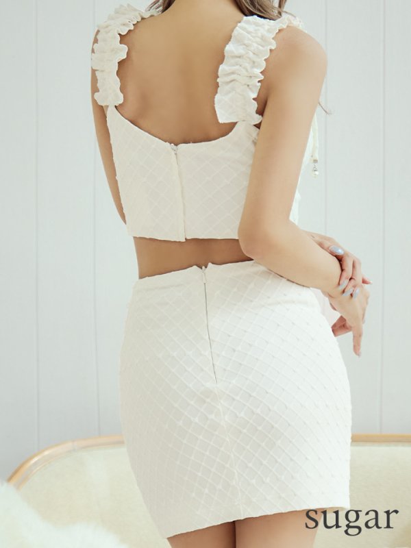 画像10: XSサイズあり【PURESS/ピュアレス】シャーリングショルダー / ツイストショルダー/ パールリボンチャーム/  Vカット/ セパレート/ タイト/ マイクロミニ/ ミニドレス/ キャバドレス[OF5] (10)