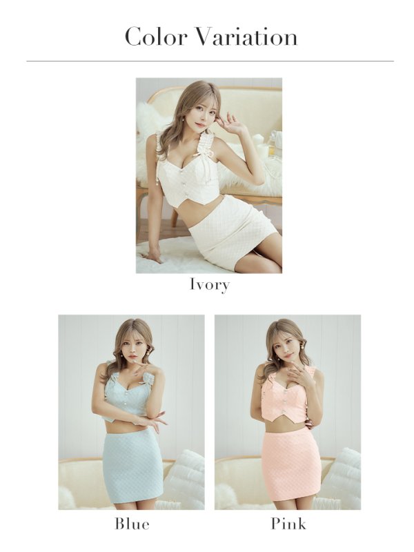 画像13: XSサイズあり【PURESS/ピュアレス】シャーリングショルダー / ツイストショルダー/ パールリボンチャーム/  Vカット/ セパレート/ タイト/ マイクロミニ/ ミニドレス/ キャバドレス[OF5] (13)