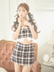 画像5: XSサイズあり【PURESS/ピュアレス】 レイヤード/ チェーン/ セパレート/ ミックスチェック/ フレア/ マイクロミニドレス/ キャバドレス[OF5] (5)