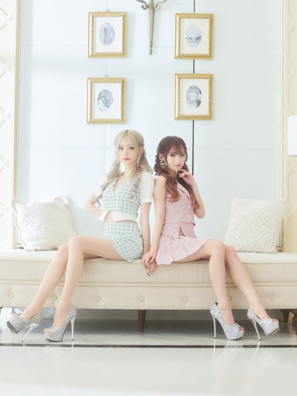 画像3: sugar限定コラボ商品☆XSサイズあり【PURESS/ピュアレス】カラー/ チェック/ ボタン/ ノースリーブ/ セパレート/ プリーツ/ フレア/ ミニドレス/ キャバドレス【複数品番】[OF5] (3)