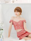 画像18: XSサイズあり【PURESS/ピュアレス】チェーンショルダー/ ボタン/ チャーム/ オフショルダー/ セパレート/ フレア/ マイクロミニ/ ミニドレス/ キャバドレス[OF5] (18)