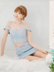 画像3: XSサイズあり【PURESS/ピュアレス】チェーンショルダー/ ボタン/ チャーム/ オフショルダー/ セパレート/ フレア/ マイクロミニ/ ミニドレス/ キャバドレス[OF5] (3)