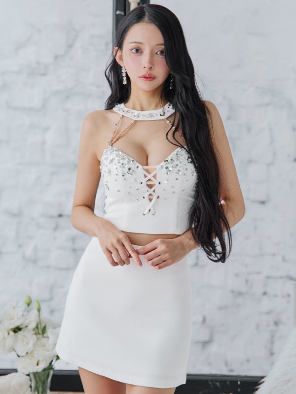 画像6: XSサイズあり【PURESS/ピュアレス】スパンコール/ ビジュー/ セパレート/ フレア/ ミニドレス/ キャバドレス[OF5] (6)