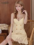 画像1: XSサイズあり【PURESS/ピュアレス】ボタン/ タック/ レース/ サテン/ フレア/ ミニドレス/ キャバドレス[OF5] (1)