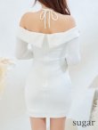 画像9: XSサイズあり【PURESS/ピュアレス】カラービジューオフショルダー/ ロングスリーブ/ 長袖/ 袖あり/ ニット/ スリットスカート/ タイト/ ミニドレス/ キャバドレス[OF5] (9)