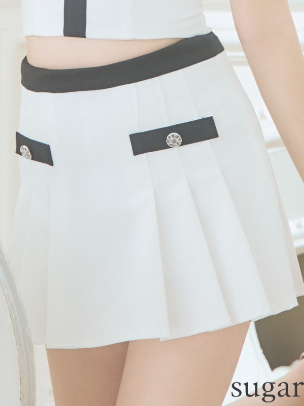 画像17: XSサイズあり【PURESS/ピュアレス】 セットアップ/ バイカラー/ フリル/ ノースリーブ/ フレア/ マイクロミニドレス/ キャバドレス[OF5] (17)