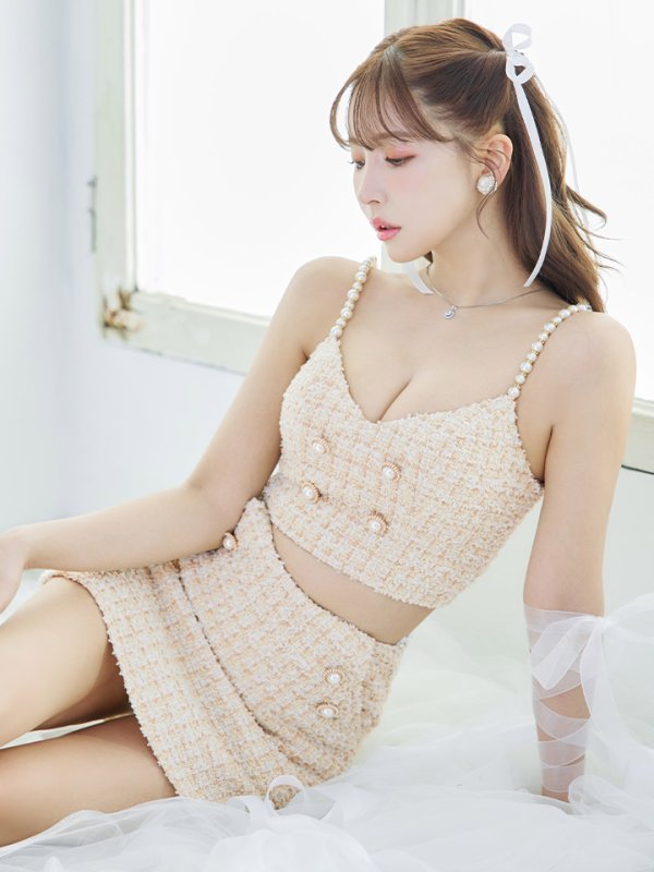 画像13: XSサイズあり【PURESS/ピュアレス】 パールショルダー/ ボタン/ ミックスチェック/ セパレート/ フレア/ ミニドレス/ キャバドレス[OF5] (13)