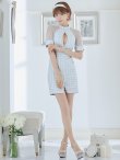 画像3: XSサイズあり【PURESS/ピュアレス】 フロントパールボタン/ シースルーメッシュショルダー/ 袖あり/ 五分袖/ チェック/ タイト/ ミニドレス/ キャバドレス[OF5] (3)