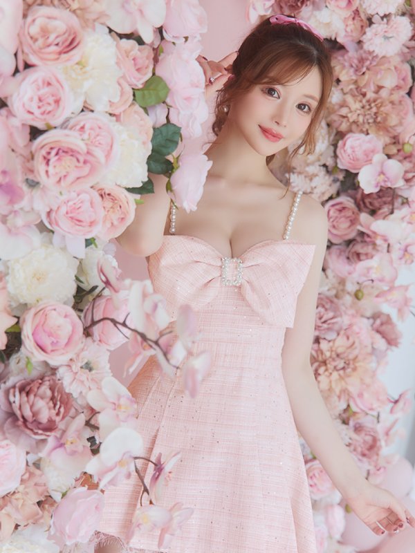 画像5: XSサイズあり【PURESS/ピュアレス】ビックリボンデザイン/ ショルダーパール/ マイクロフレアミニ/ ミニドレス/ キャバドレス[OF5] (5)