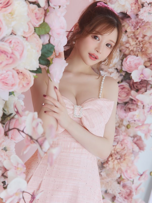 画像8: XSサイズあり【PURESS/ピュアレス】ビックリボンデザイン/ ショルダーパール/ マイクロフレアミニ/ ミニドレス/ キャバドレス[OF5] (8)