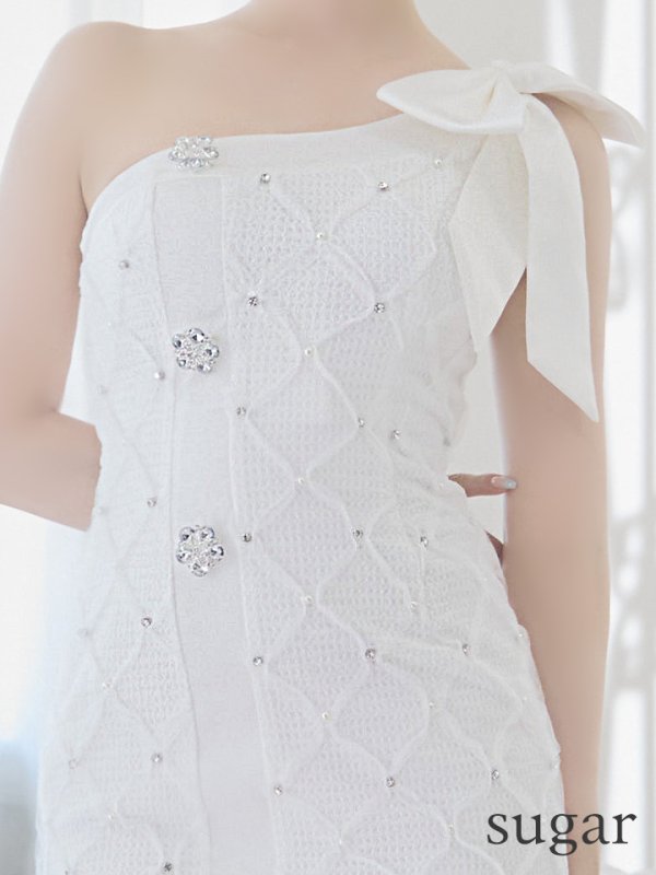 画像23: XSサイズあり【PURESS/ピュアレス】ビックリボン/ ワンショルダー/ フラワービジューボタン/ タイト/ マイクロミニ/ ミニドレス/ キャバドレス[OF5] (23)