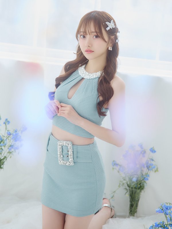 画像19: XSサイズあり【PURESS/ピュアレス】デコルテビジュー/ ビックパール/ ビジューバックル/ セパレート/ タイト/ マイクロミニ/ ミニドレス/ キャバドレス[OF5] (19)