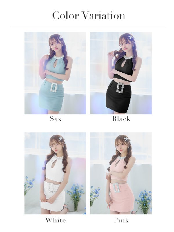 画像25: XSサイズあり【PURESS/ピュアレス】デコルテビジュー/ ビックパール/ ビジューバックル/ セパレート/ タイト/ マイクロミニ/ ミニドレス/ キャバドレス[OF5] (25)