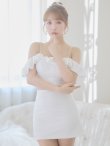 画像13: XSサイズあり【PURESS/ピュアレス】アッパーフリルデザイン/ パールショルダー/ バックリボン/ セパレート/ フレア/ マイクロミニ/ ミニドレス/ キャバドレス[OF5] (13)