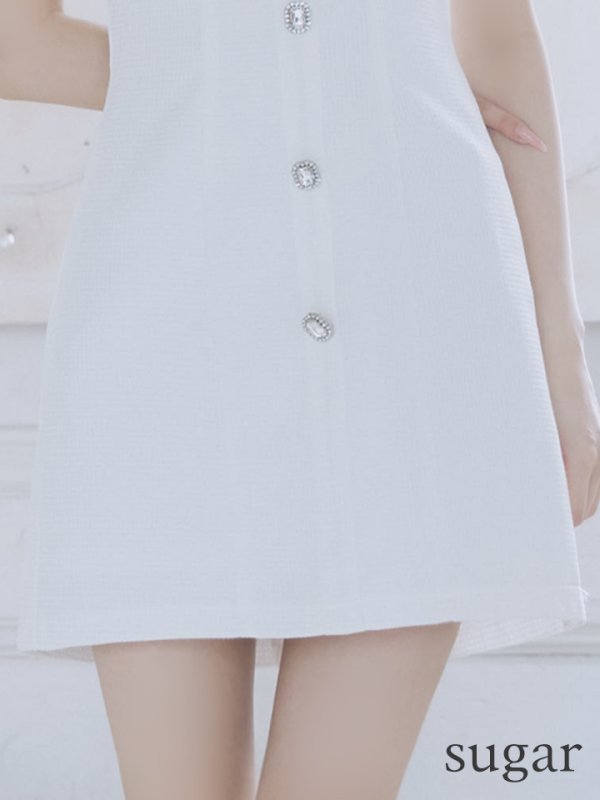 画像20: XSサイズあり【PURESS/ピュアレス】パールチェーン/ ビジュー/ ノースリーブ/ フレア/ ミニドレス/ キャバドレス[OF5] (20)