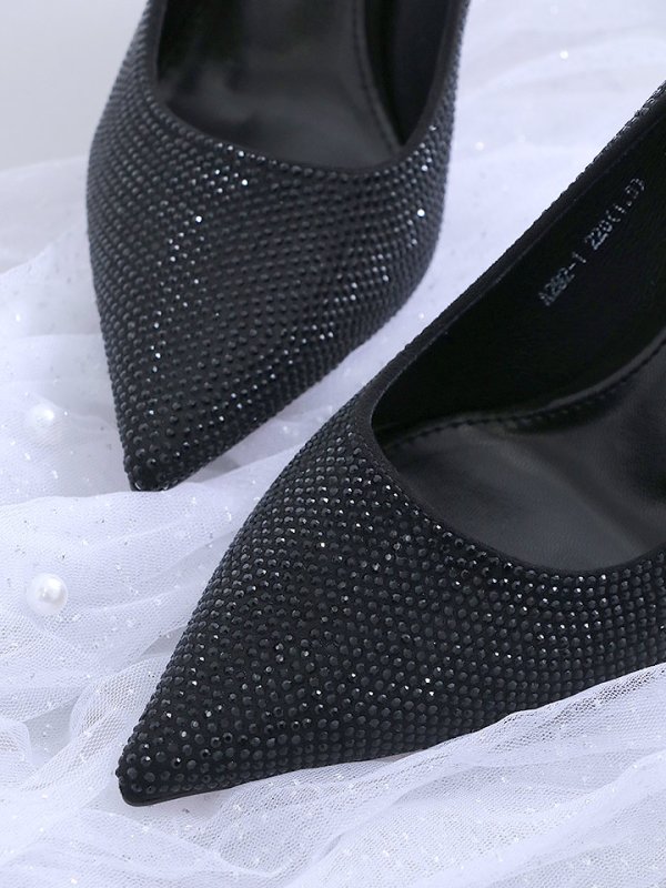 画像3: 【SALE】【COMEX】 2color/ 9cmヒール/ ラメ/ ラインストーン/ 極細ピンヒール/ ポインテッドトゥ/ ハイヒール/ パンプス[OF02] (3)