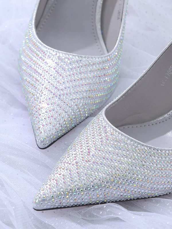 画像11: 【SALE】【COMEX】 2color/ 9cmヒール/ ラメ/ ラインストーン/ 極細ピンヒール/ ポインテッドトゥ/ ハイヒール/ パンプス[OF02] (11)